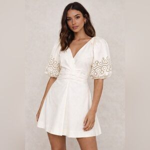 Bergdorf Goodman TANYA TAYLOR Lacey Broderie Puff-Sleeve Dress NWT $525 size 12